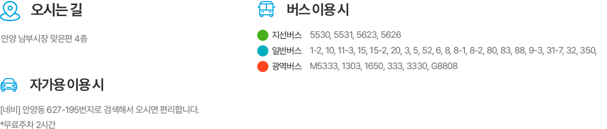 버스,자가용 이용시